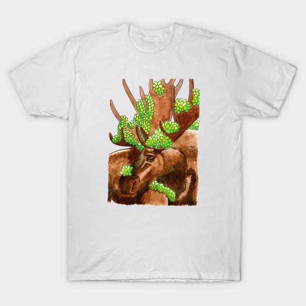Moose with Succulents T-Shirt by SugarDrake